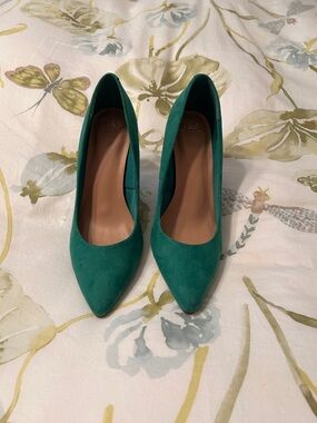 Marks & Spencer Emerald Green Suede Pointed-Toe Heels